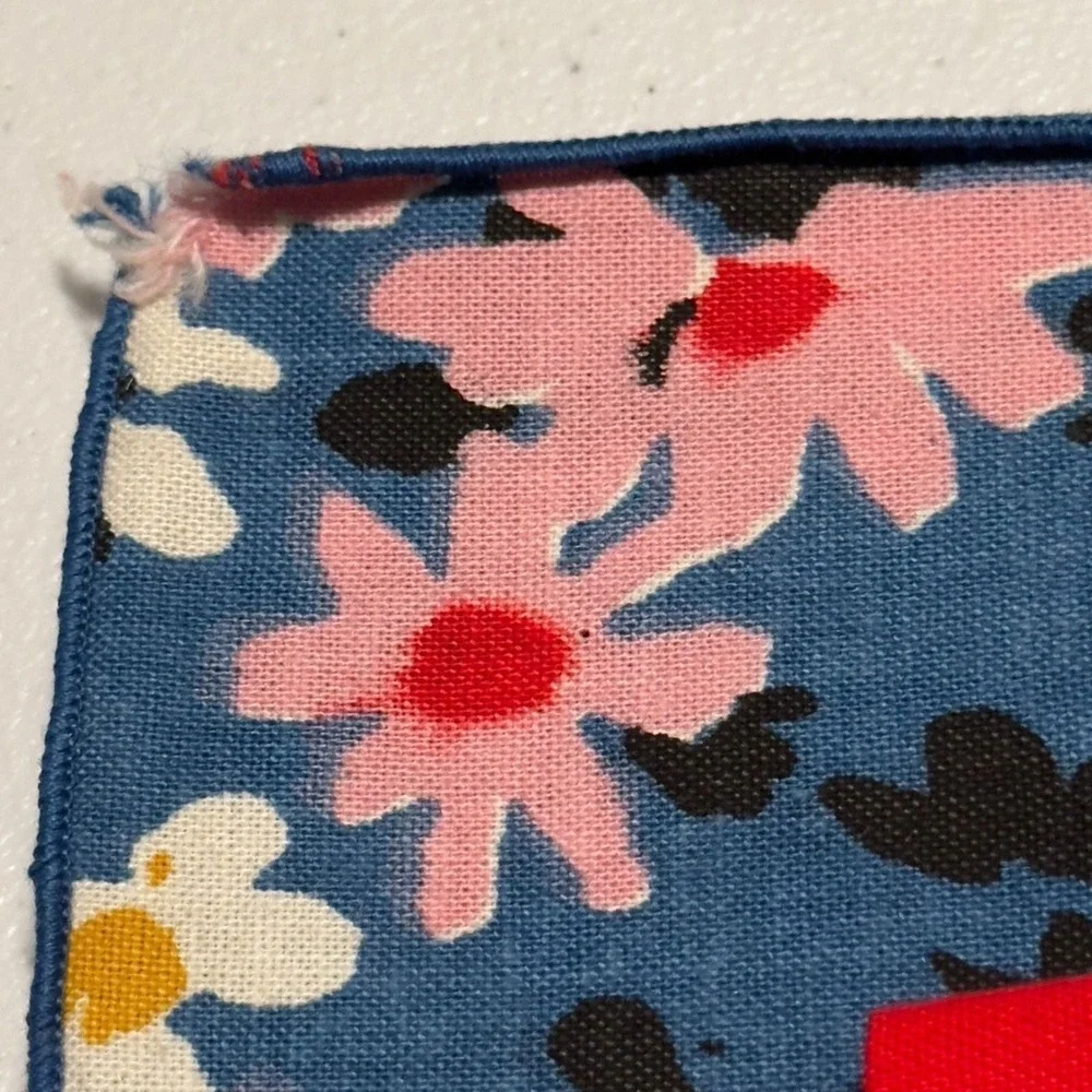 Floral Placemats and Red Napkins Set of 8 Blue Pink Yellow Botanical Table Decor